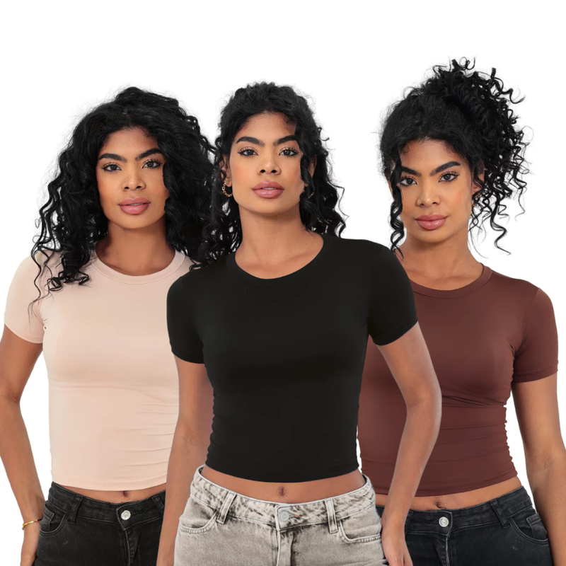 KIT 3 Camisetas Baby Tee