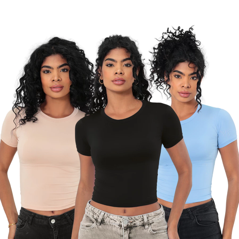 KIT 3 Camisetas Baby Tee