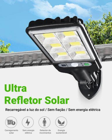 Lâmpada Refletor Solar De Led Com Sensor De Presença + Controle Remoto